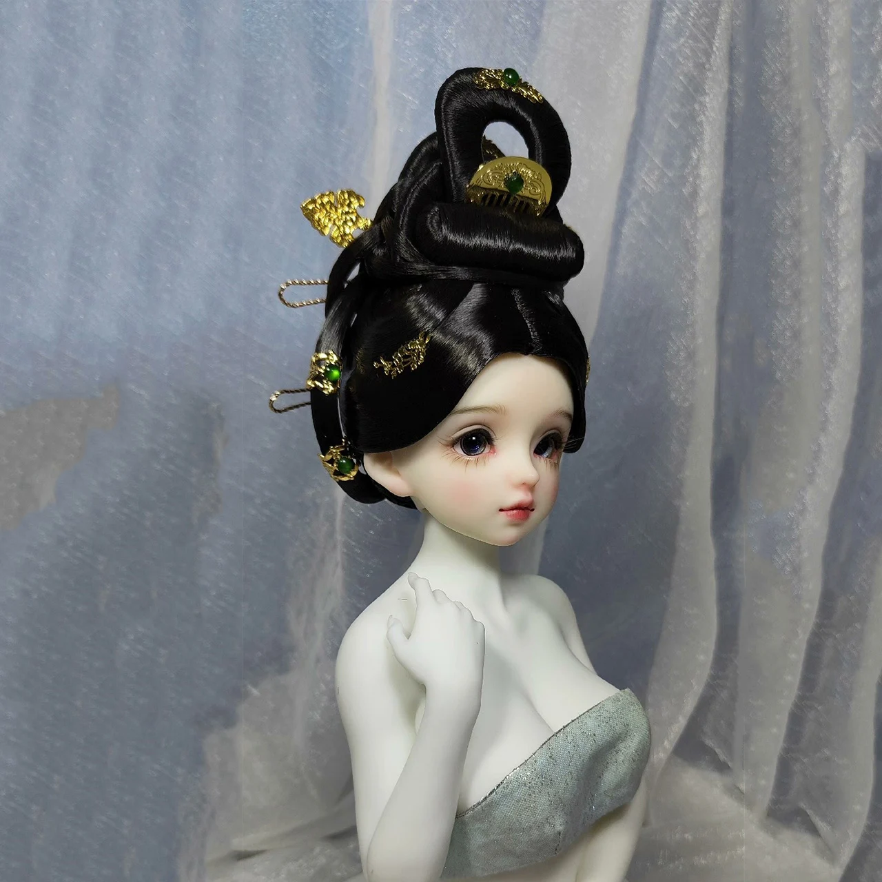 1/6 1/4 1/3 Scale Ancient Costume BJD Doll Wigs Chinese Hanfu Vintage Hair Fairy Wig For MSD SD13 Girl SSDF Accessories A2045