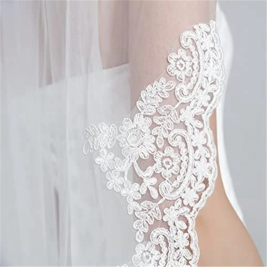 Nuovo arrivo bianco avorio pizzo veli da sposa gomito Vestido de noiva sposa accessori da sposa Boda hochzeit veli da sposa corti