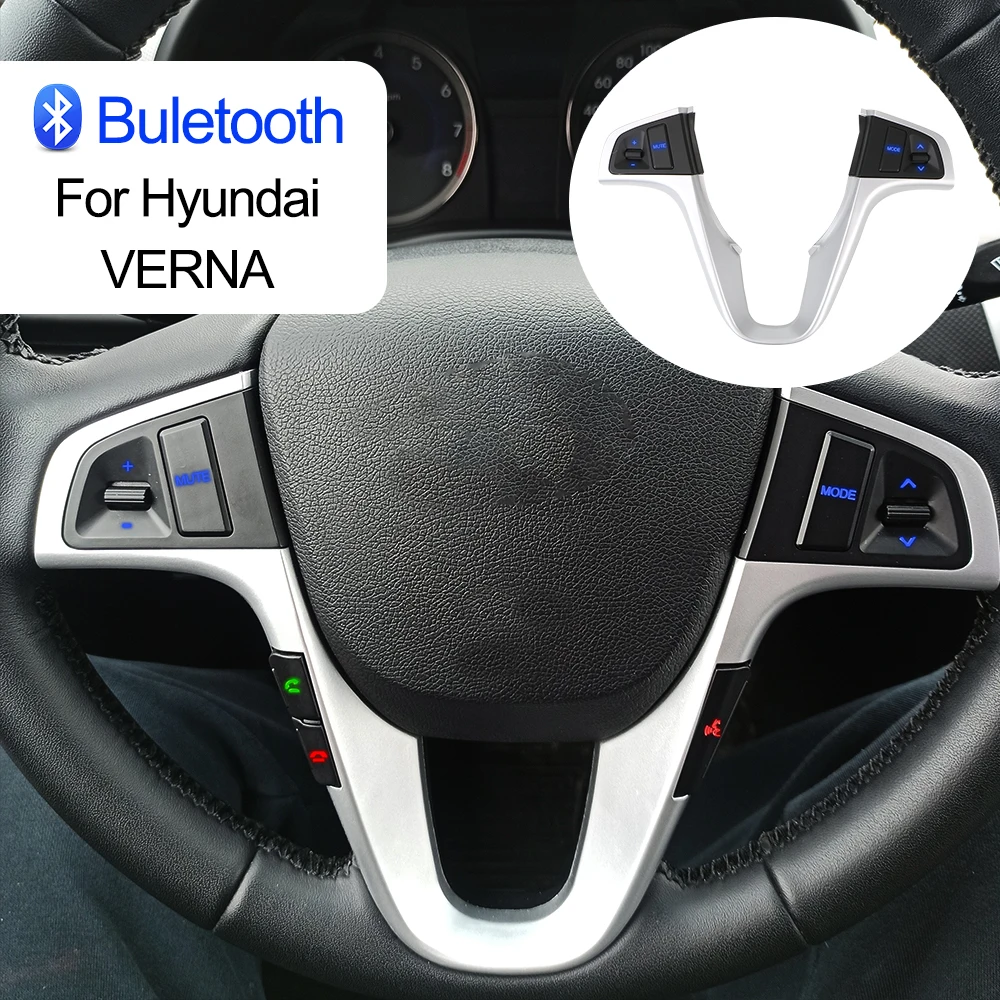 Steering Wheel Button Car Accessories For Hyundai VERNA SOLARIS Blue Backlight Audio Volume Music Control Switch Bluetooth