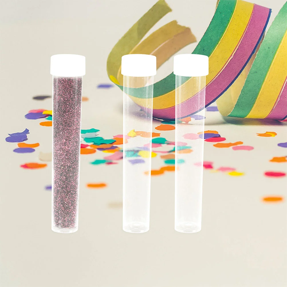 50 Pcs Flash Powder Glitter Bottle Test Tubes Plastic Mini Clear Bead Storage Boxes