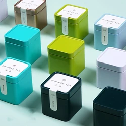 1PC Mini Tin Storage Box Sealed Tea Caddy Small Square Coffee Jar Tea Leaves Container Cans Small Tinplate Spices Storage Boxes