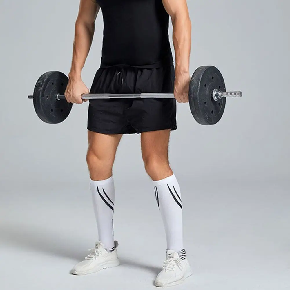 1 زوج تنفس الرياضة العجل جورب ضغط الركبة عالية مريحة اللياقة البدنية جوارب طويلة الساق مرونة عالية سهلة وضعه