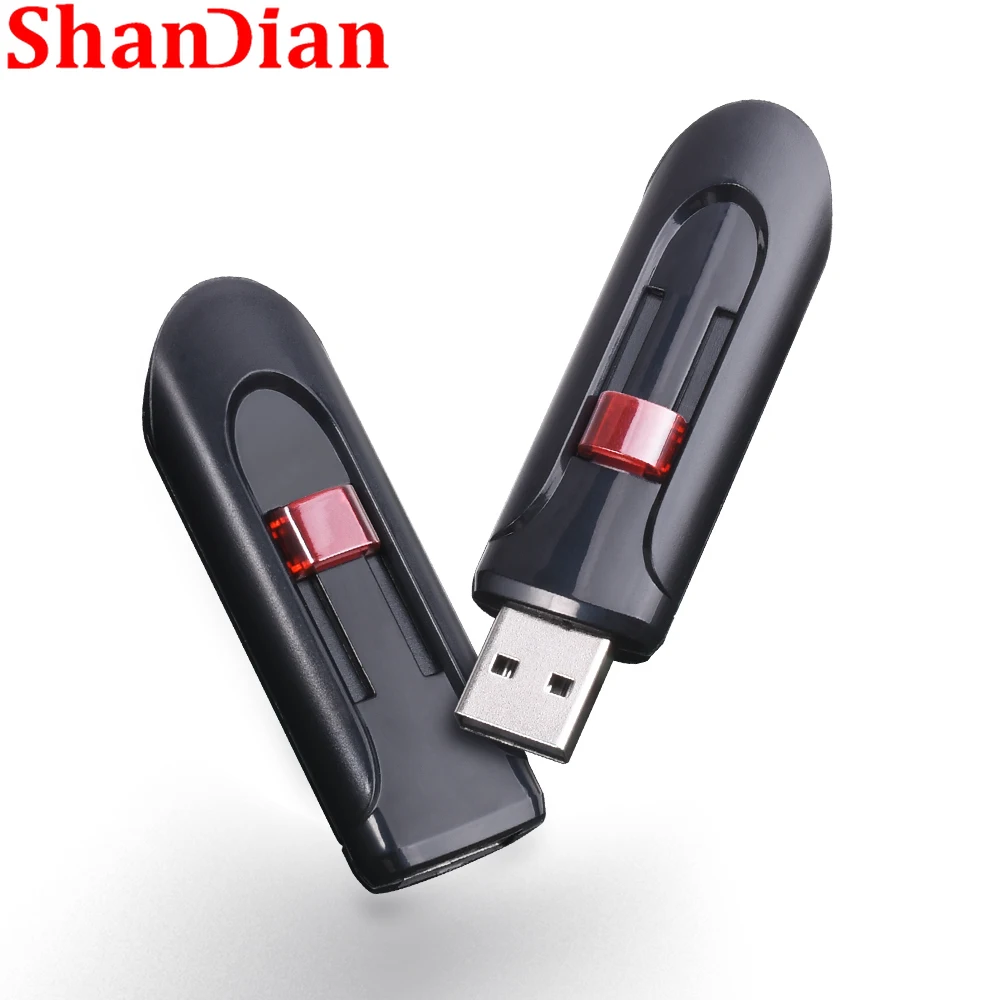 SHANDIAN pena USB 2.0 usb 128GB tahan air, memori stik hitam 64GB Flash Drive 32GB 16GB gratis hadiah bisnis Senior