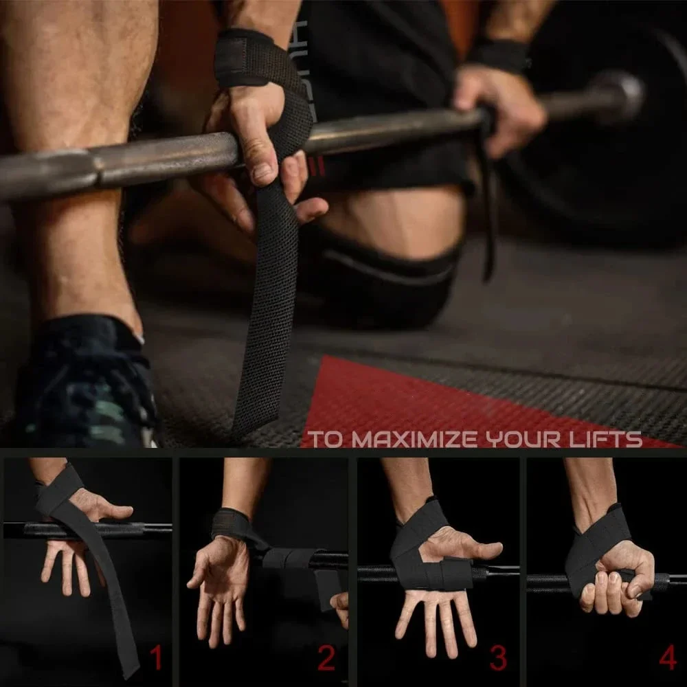 Handgelenkschlaufen für Gewichtheben, Krafttraining, verstellbar, rutschfest, für Fitnessstudio, Fitness, Hebegurt, Handgelenkstütze, Sport-Griffband – Detail 2