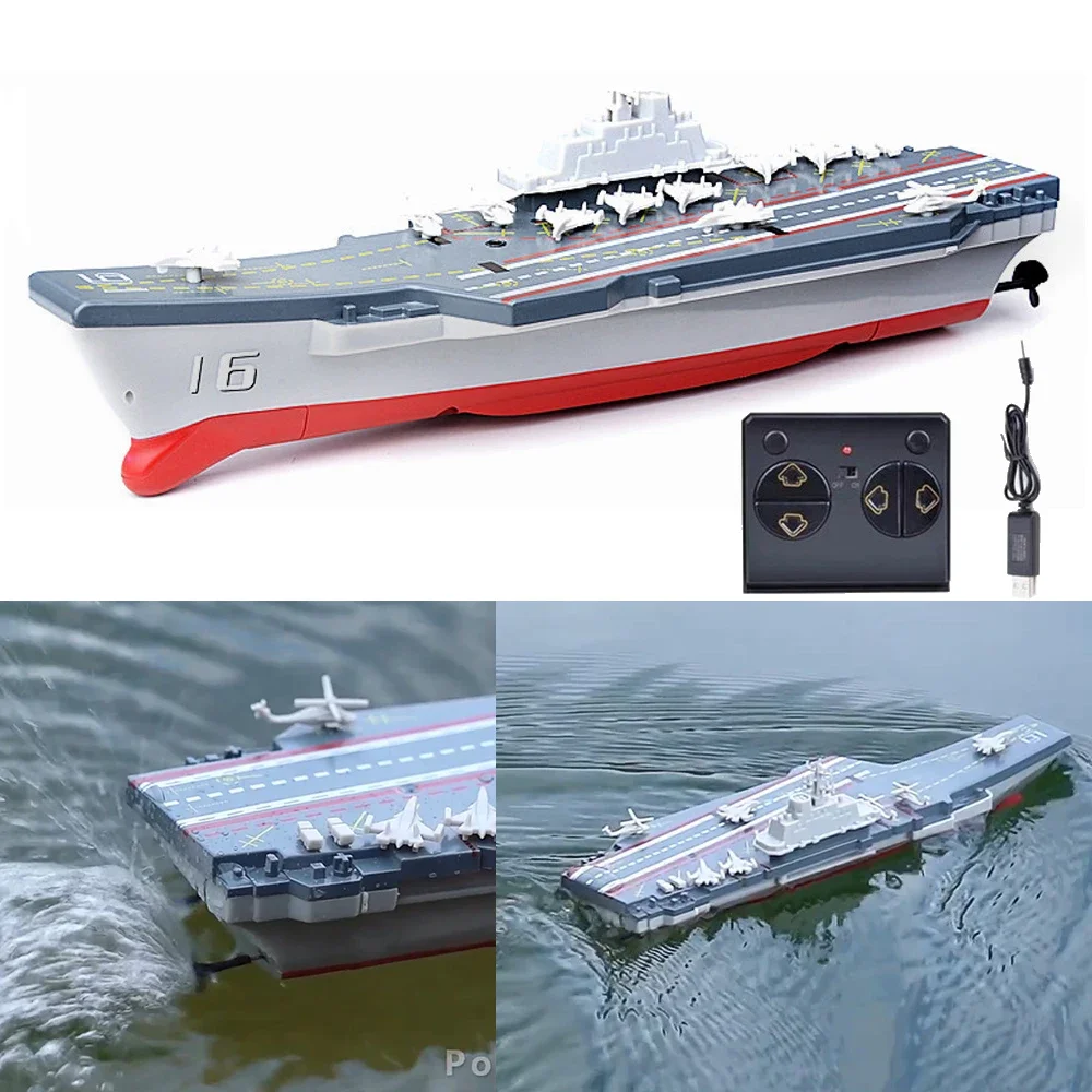 Mini RC Boat Aircraft Carrier Military Model Remote Control Ship 2.4G Electronic Wireless RC Warship Toys for Boys Kids Gifts