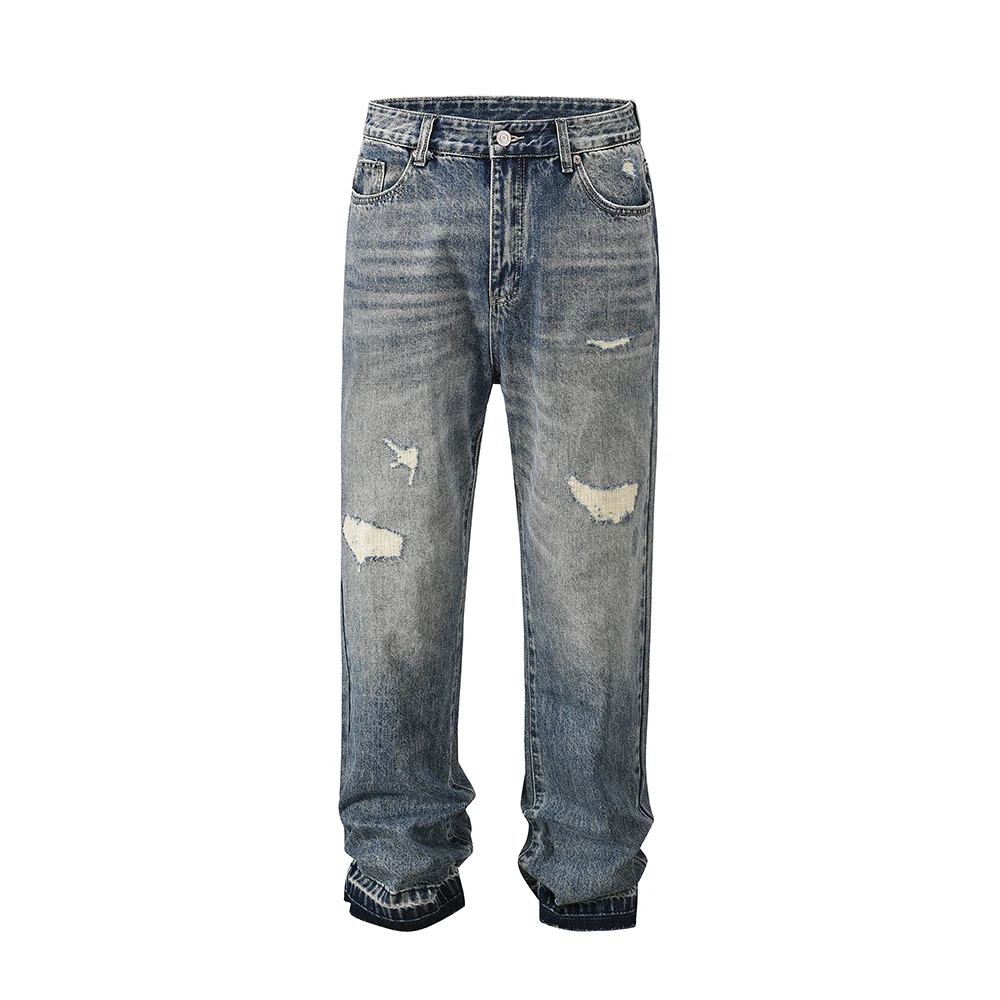 

Frayed Hole Washed Straight Baggy Jeans Pantsfor Men and Women Pantalones Hombre Streetwear Y2k Loose Casual Denim Trousers