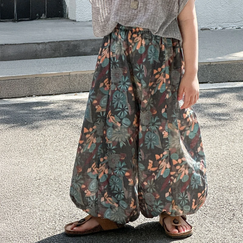 

Boys Summer 2025 New Children's Clothes Thin Wide Leg Pants Girls Ethnic Style