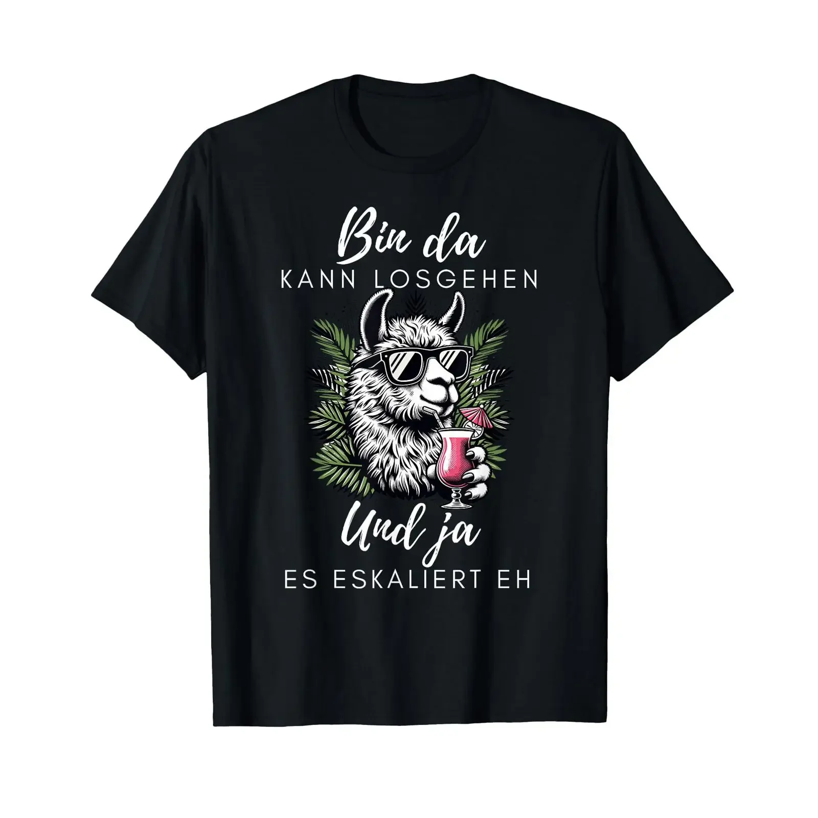 T Shirt with Text Party Bin Da Es Ecaliert Eh German Language vintage Washed Versatile graphic Soft Casual Unisex Stylish