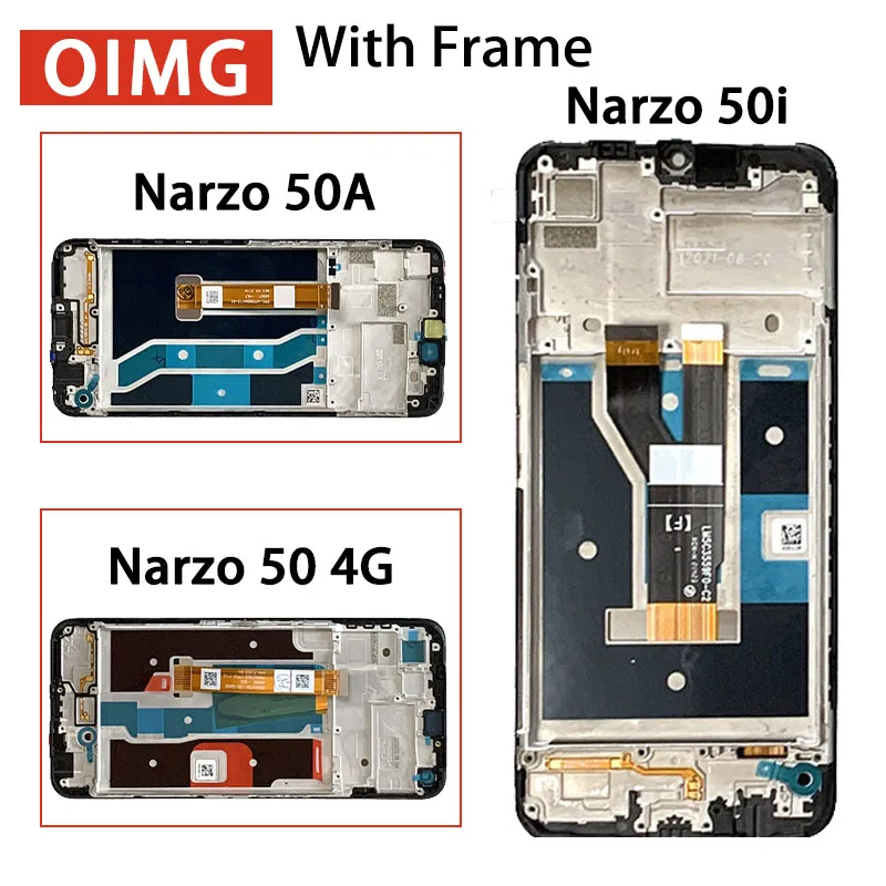 OEM For Oppo Realme Narzo 50 50i 50A LCD Display Touch Screen Digitizer Assembly RMX3286  RMX3235 RMX3430 Display With Frame