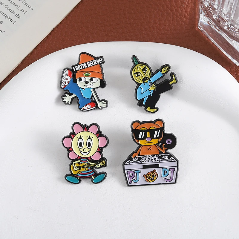 Music Game Enamel Pins Rock Band Bear DJ Sunflower Brooch Funny Dog Badge Backpack Lapel Pin Accessories Gift for Friends
