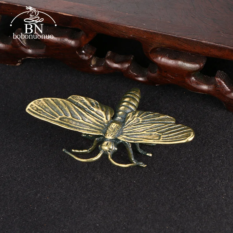 2026 new style Brass Animal Dragonfly Figurines Miniatures Funny Desktop Ornament Home Decorations Crafts Accessorie Collection