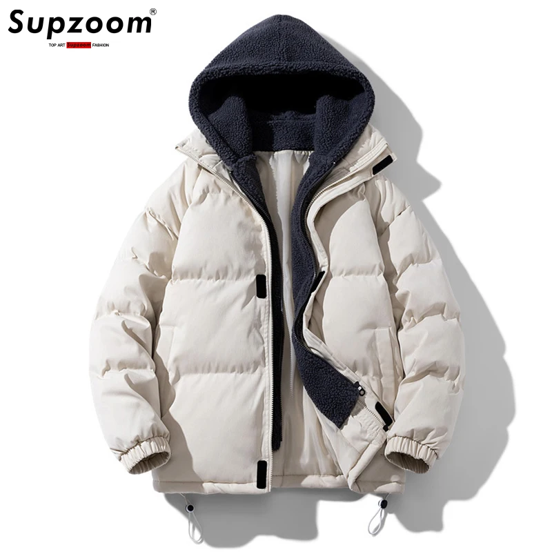 

Supzoom New Arrival Casual Embroidery Mens Winter Trendy Fake Two-piece Hooded Bread Suit Couple Cotton-padded Jackets And Coats