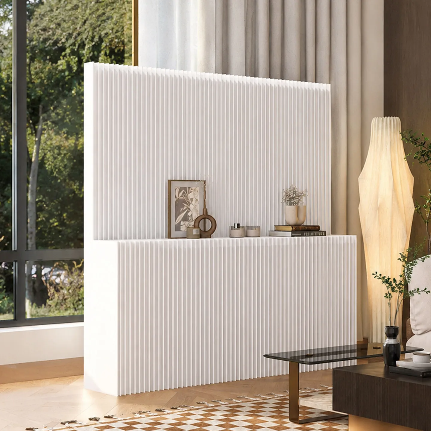New Paper Screen Partition Living Room False Wall Room Bedroom Simple Self-improvement Live Stream Background Mobile Folding