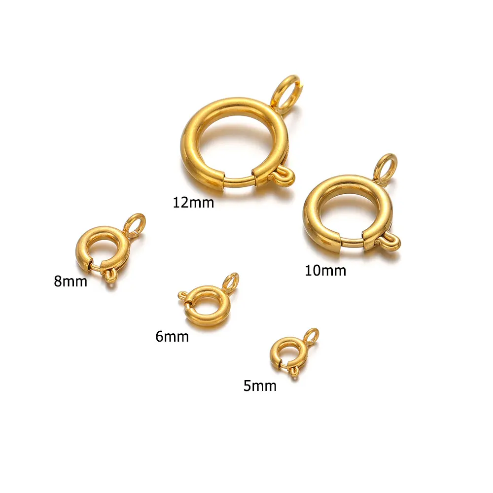 10Pcs 4Pcs Stainless Steel Circle Spring Buttonr Ring Clasps Hooks End Connectors For Bracelet Necklace DIY Jewelry Making Bulk