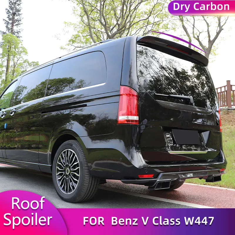 Prepreg Dry Carbon Rear Roof Spoiler Wings for Mercedes Benz V Class W447 V250 2018 2019 Car Rear Spoiler Roof Wing Lip FRP