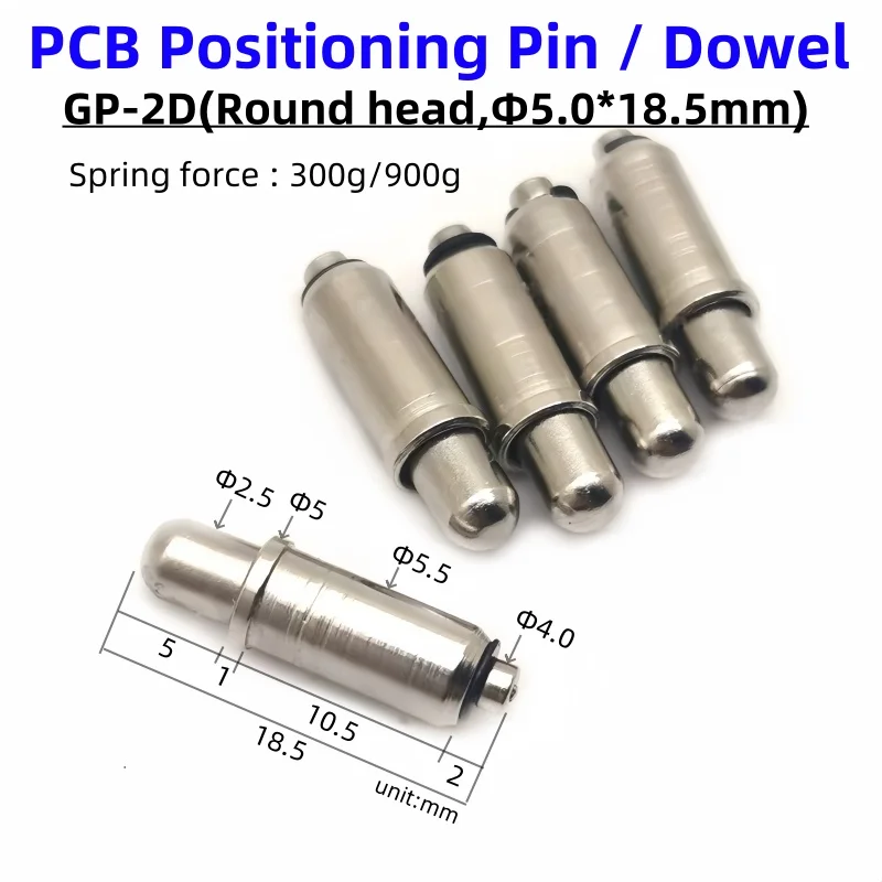 

10/50PCS GP-2D Round Head Positioning Pin Needle Nickel-Plated Spring Test Pin 18.5mm Positioning Needle Dowels 5.0mm 18.5mm