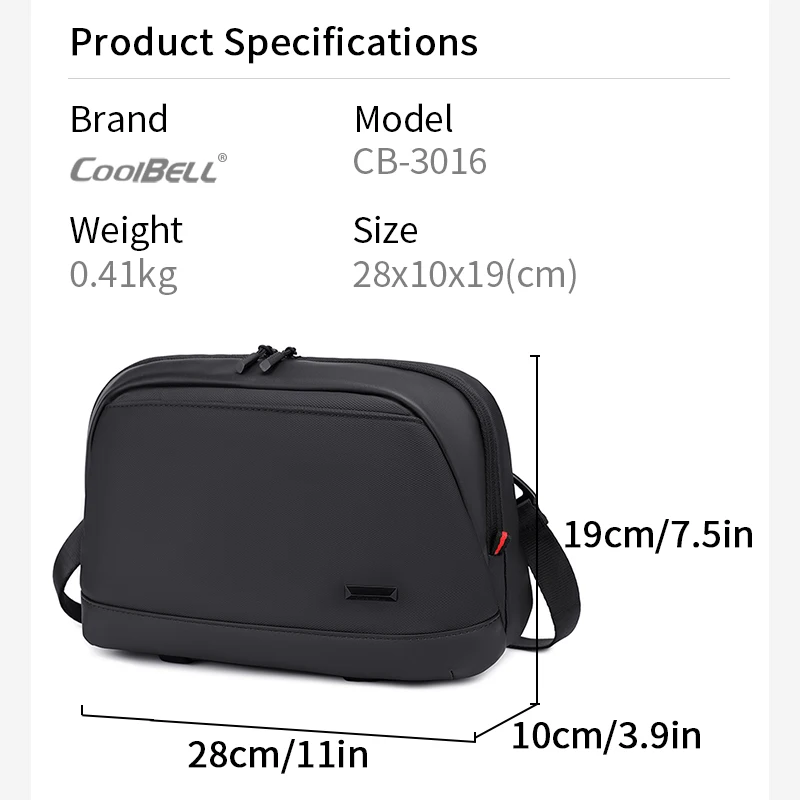Large Capacity Multi-layer Men Crossbody Messenger Bag with Trolley Sleeve Durable Storage Bag for Work Travel Adjustable Strap