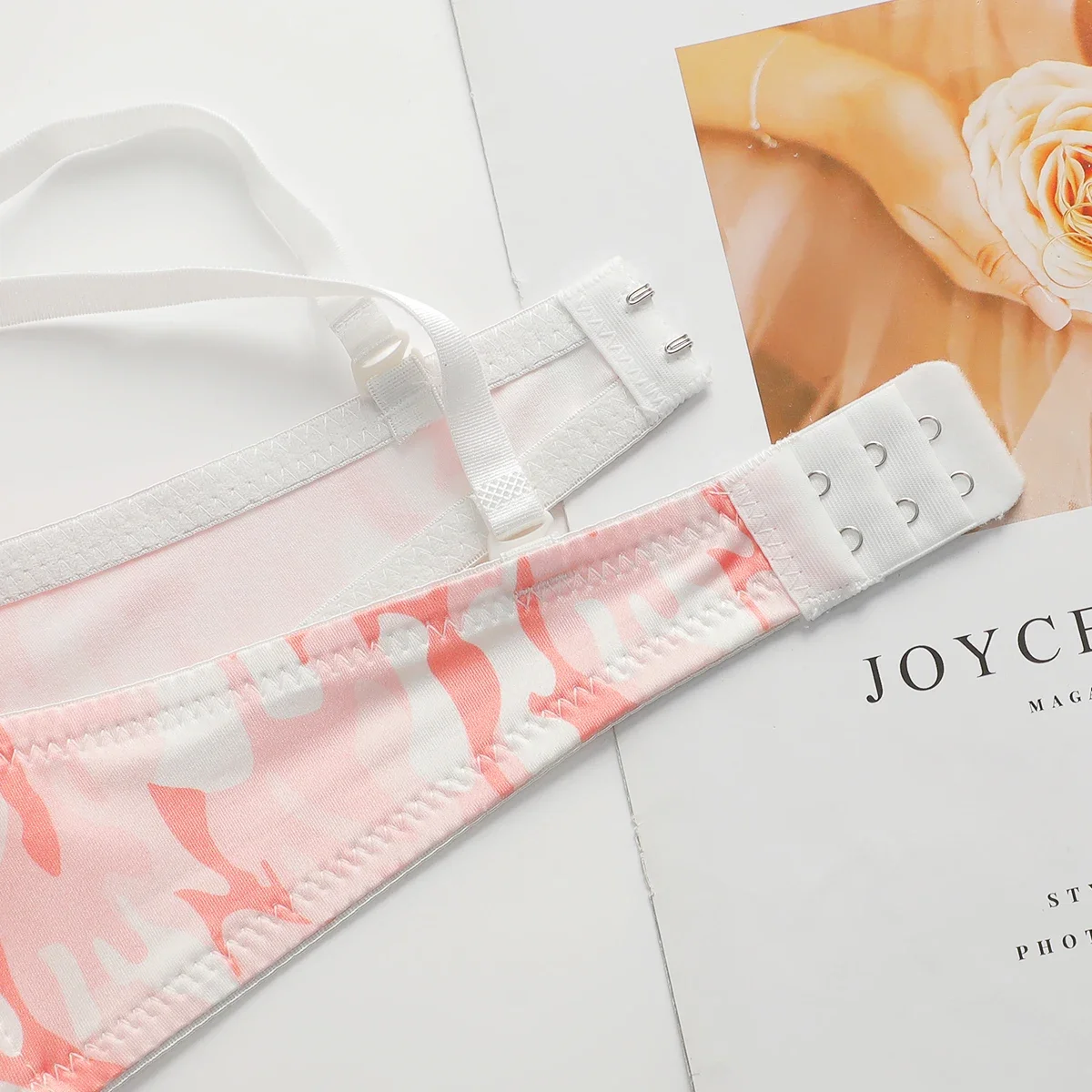 Hot Selling New Sweet Pink Camouflage Design With Steel Ring Gathering Pull And Anti Sagging Bra A2139