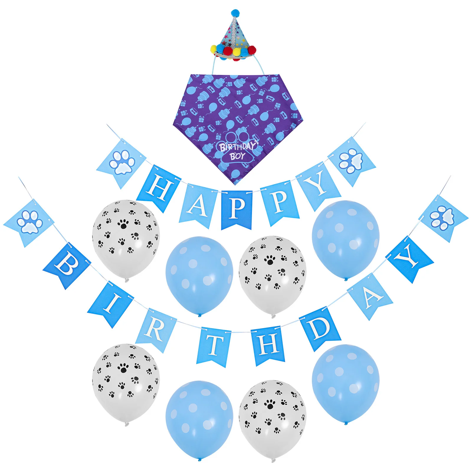 

1 set 1 Set Pet Birthday Hat Bow Tie Drool Bib Set Multi-Purpose For Dog Photo Shoot Party Supplies Puppy Birthday Decoration