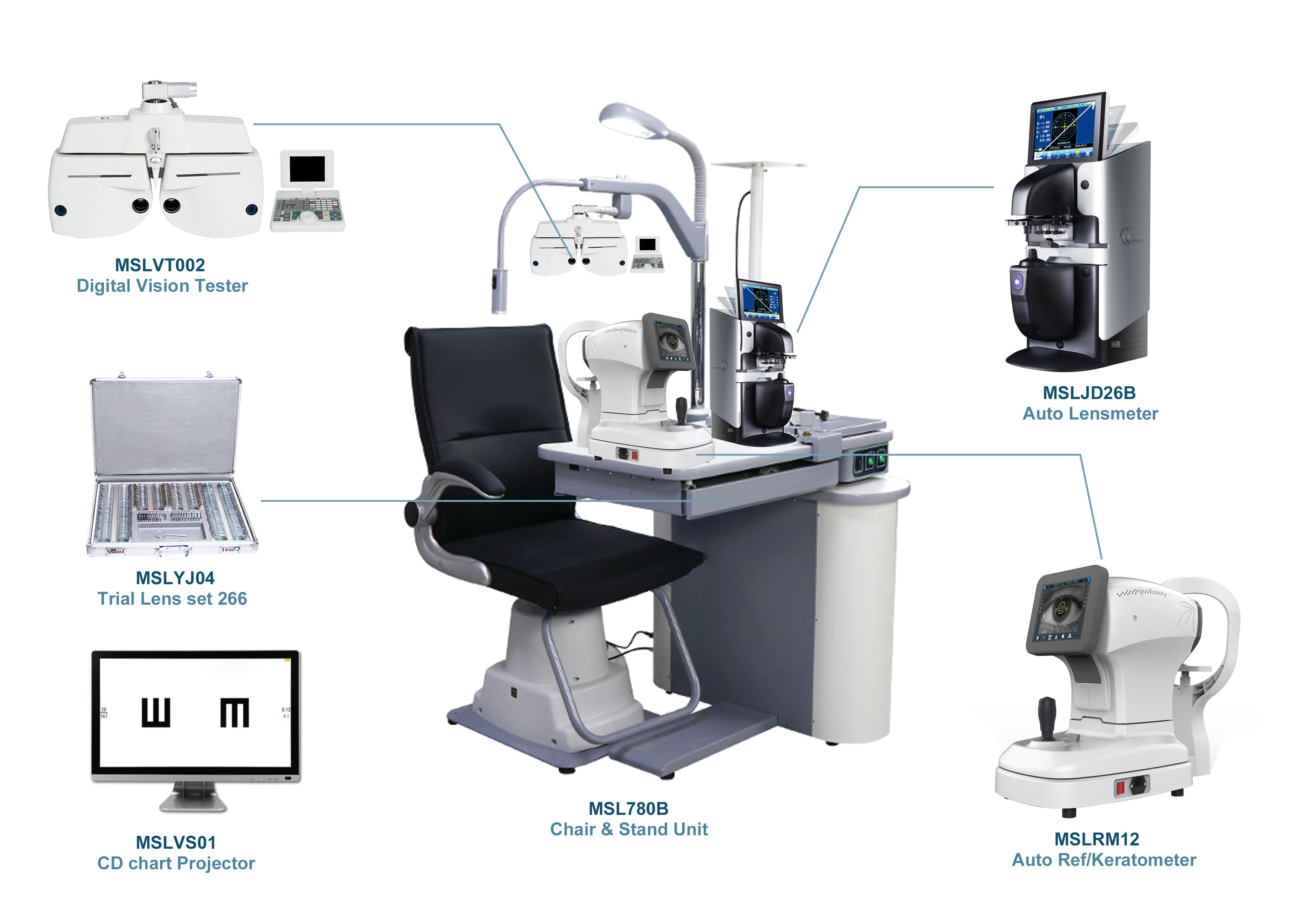 Cheap Price Ophthalmic Chair And Stand Unit Optical Combined Table And Chair Unit MSL780B