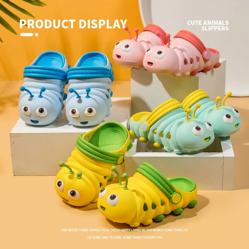 Children Lightweight Soft EVA Baby Cartoon Caterpillar Outdoors Sandals Cute Anti Slip Shoes Versatile Comfortable Kids Sandals