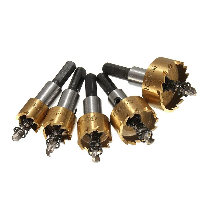 5pcs HSS Hole Saw Stainless Steel Alloy Metal Milling Cutters Drill Bit Set 16/18.5/20/25/30mm With Wrenches