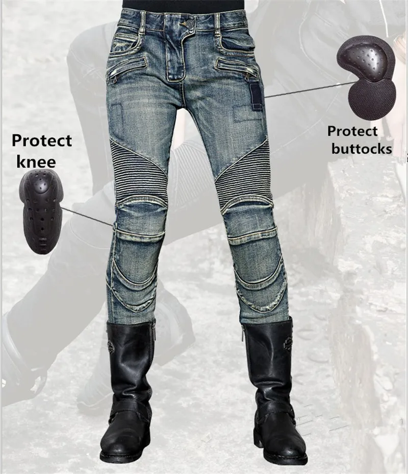 

Uglybros Motorpool Women Motorcycle Riding Protective Pants Motorbike Racing Jeans Built in Armor Knee Hip Pads Black All Size