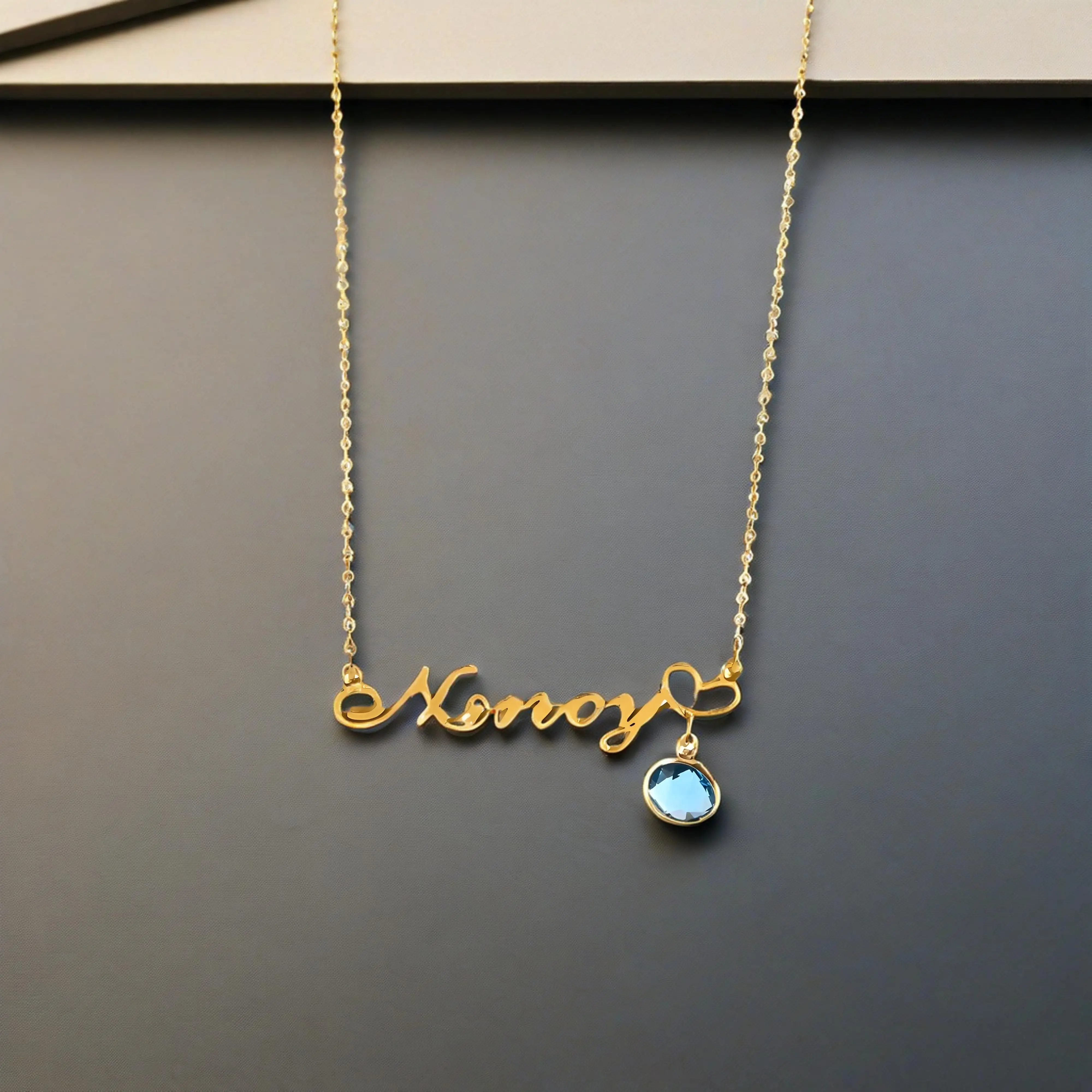 Personalized Gold - Plated Name Necklace with Birthstone Pendant, Customizable Jewelry for Women, Ideal Gift for Occasions