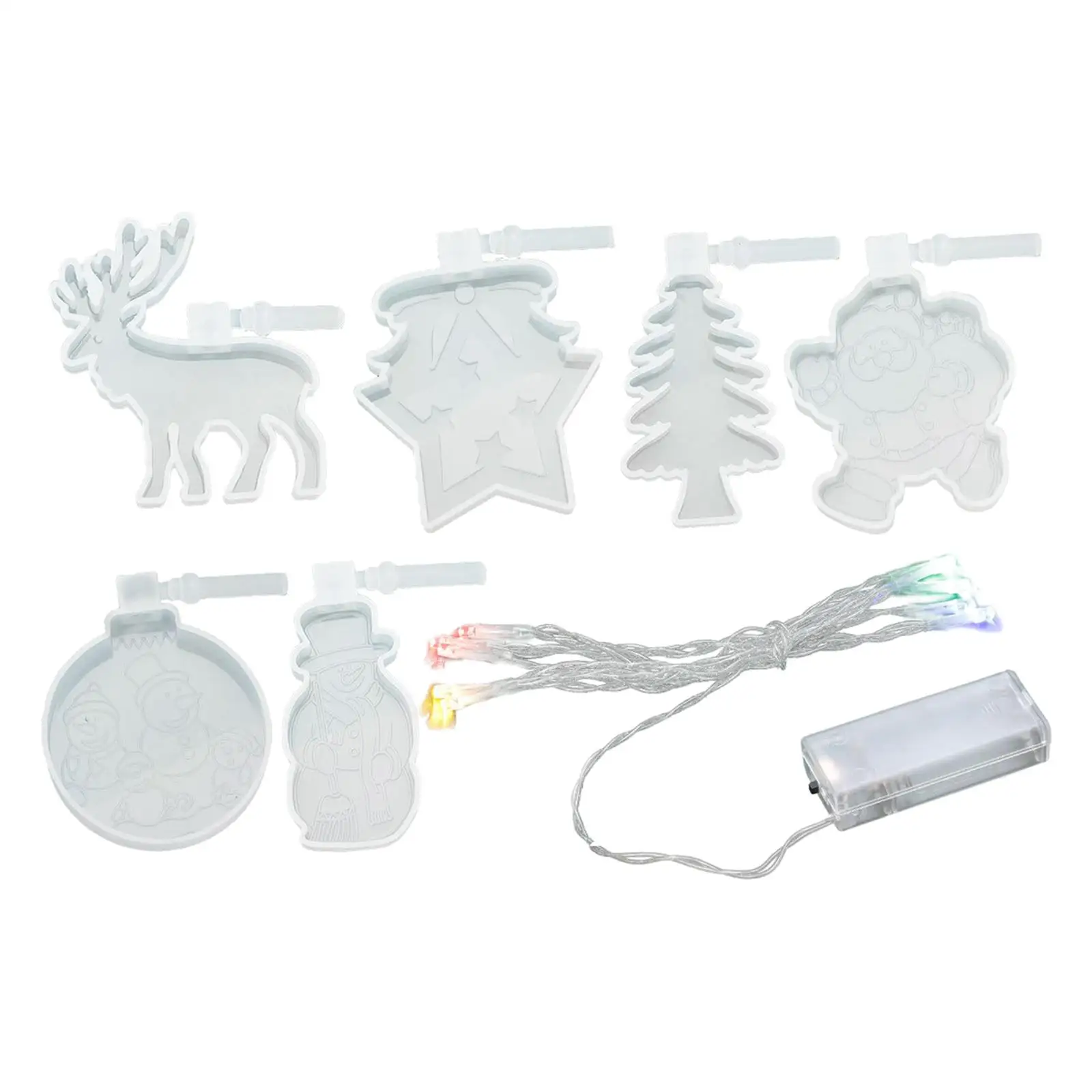 Reusable Christmas Silicone Mold for Epoxy Resin Candle Holder Lantern Decor with Santa Claus Tree Snowflake Pendant for DIY