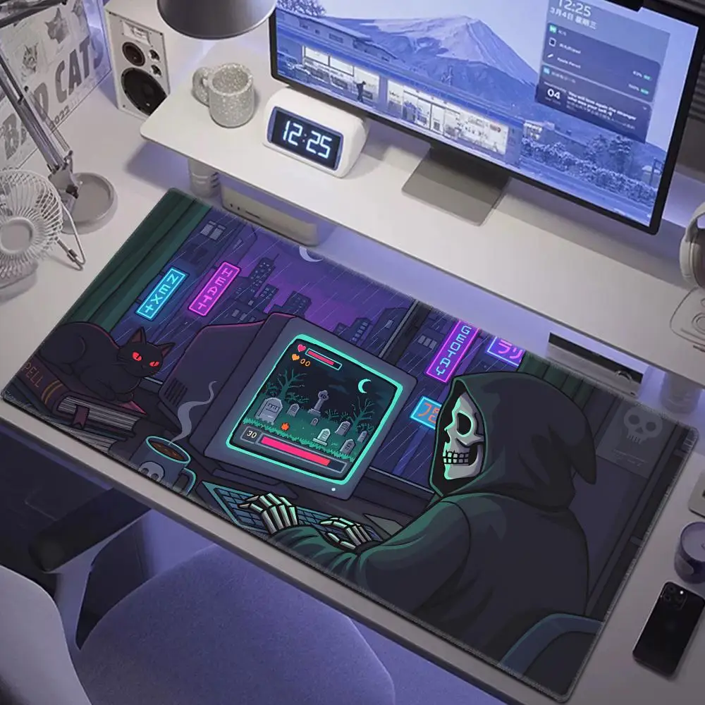 

HYBXAXC Cozy Gamer DeskMat, Spooky Pixel Art Mousepad, Retro Gaming Setup,Gamer Dark Academia Desk Decor, Stardew Vibes