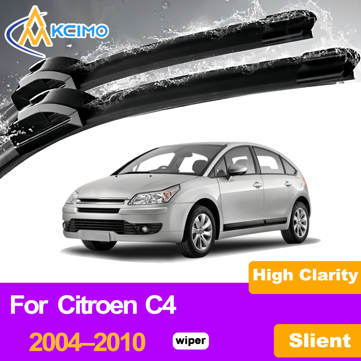 

KCIMO 2PCS Front Windshield Wiper Blades For Citroen C4 2004–2010, High Clear Vision All Season Anti-wear Car Wiper Replacement