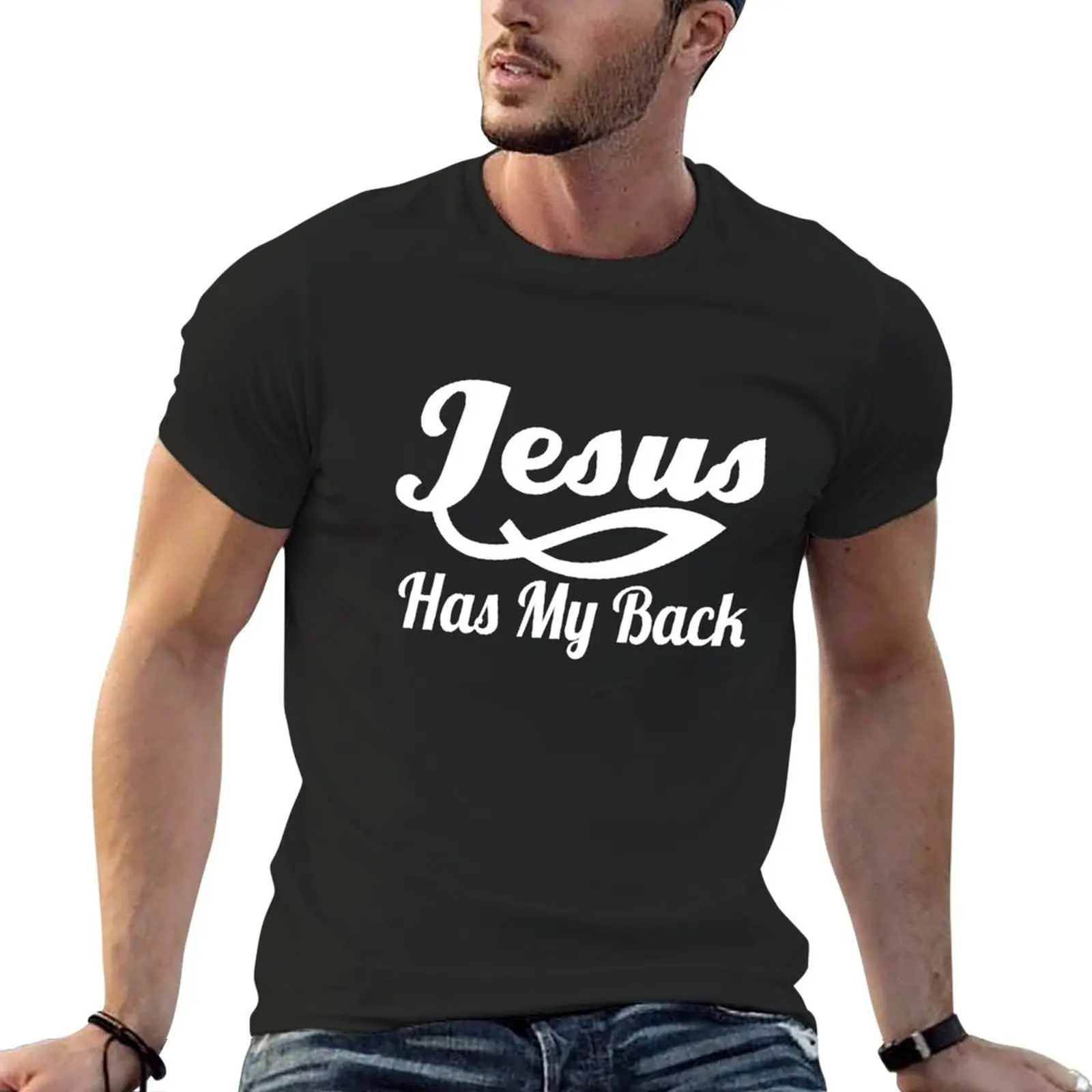 

JESUS HAS MY BACK T-Shirt Short sleeve tee Blouse summer clothes mens clothes