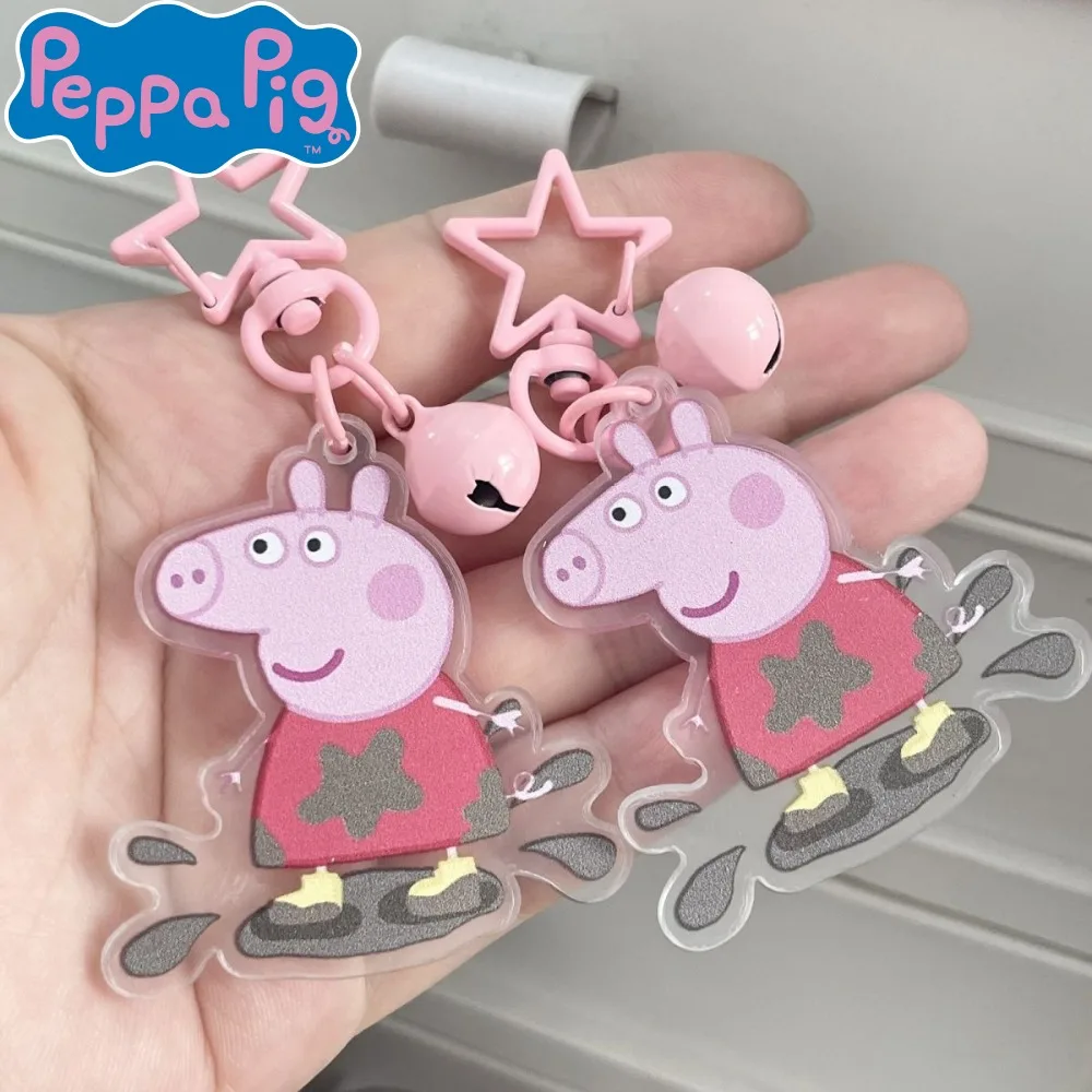 Kawaii Peppa Pig Animation Peripheral Keychain Anime Cartoon Cute Beauty Q Version Acrylic Schoolbag Pendant Accessories Gifts