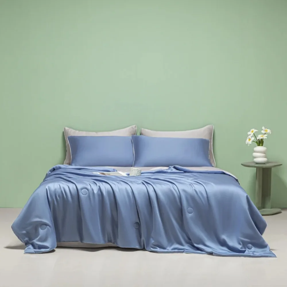 Summer Quilt Set Double Side Cool Feel Air Conditioner Comforter Set with Sheet Pillowcase Soft Cooling Blanket