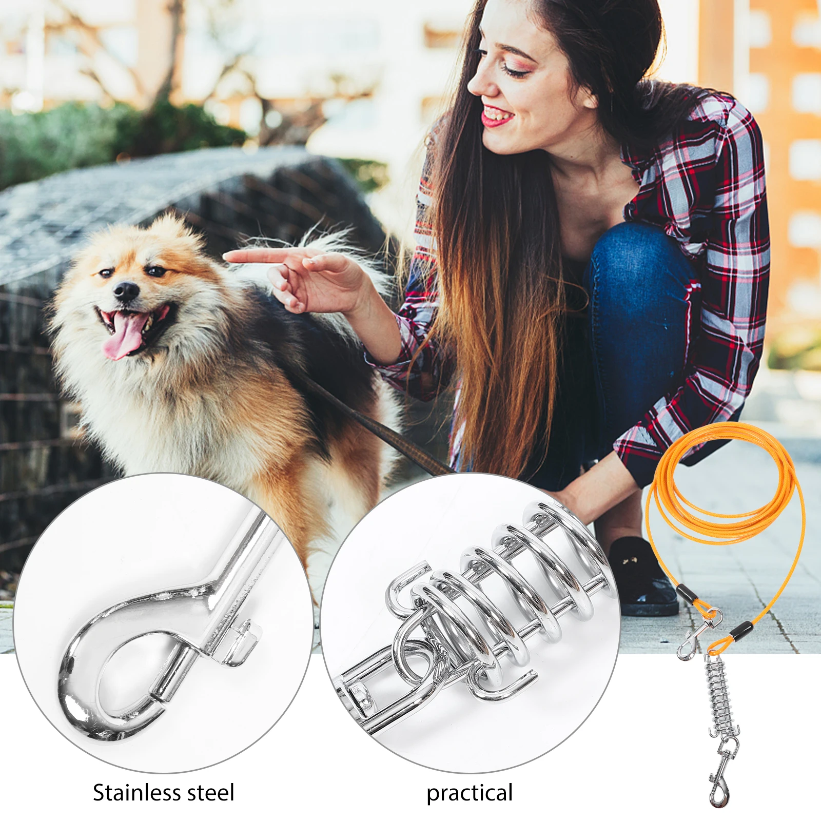 

Pet Steel Wire Dog Traction Rope Strong Comfortable Lightweight Leash Dog Walking Training Rope for Small Medium Large Dogs