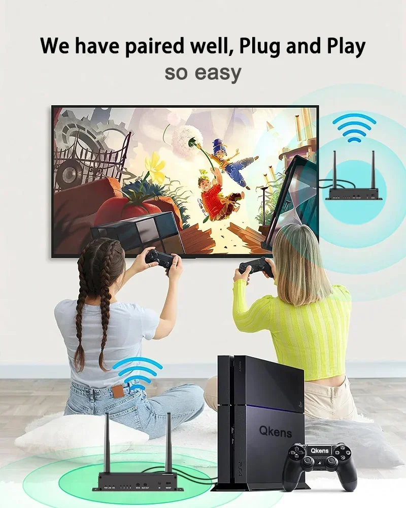 موسع KVM لاسلكي HDMI جهاز إرسال واستقبال الفيديو 1080p 180M يدعم USB لوحة مفاتيح وماوس كاميرا الكمبيوتر المحمول إلى شاشة التلفزيون