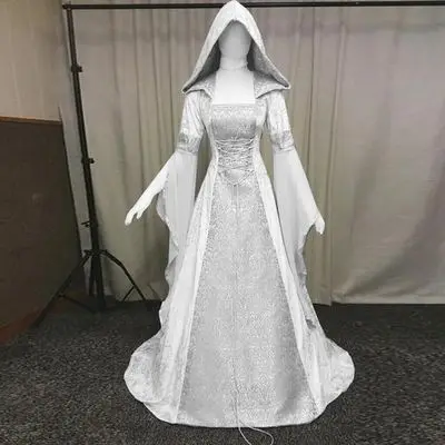 Retro Style Halloween Costume Dress Women's Cross-Border Clothing 8 Colors with Waist Cinch Vintage Wedding Gown