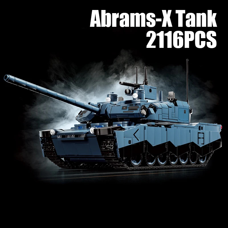 2116PCS Abrams-X Tank Building Block Military Series Model Small Particle Armored Vehicle Bricks Toys 360 ° Rotating Turret Gift