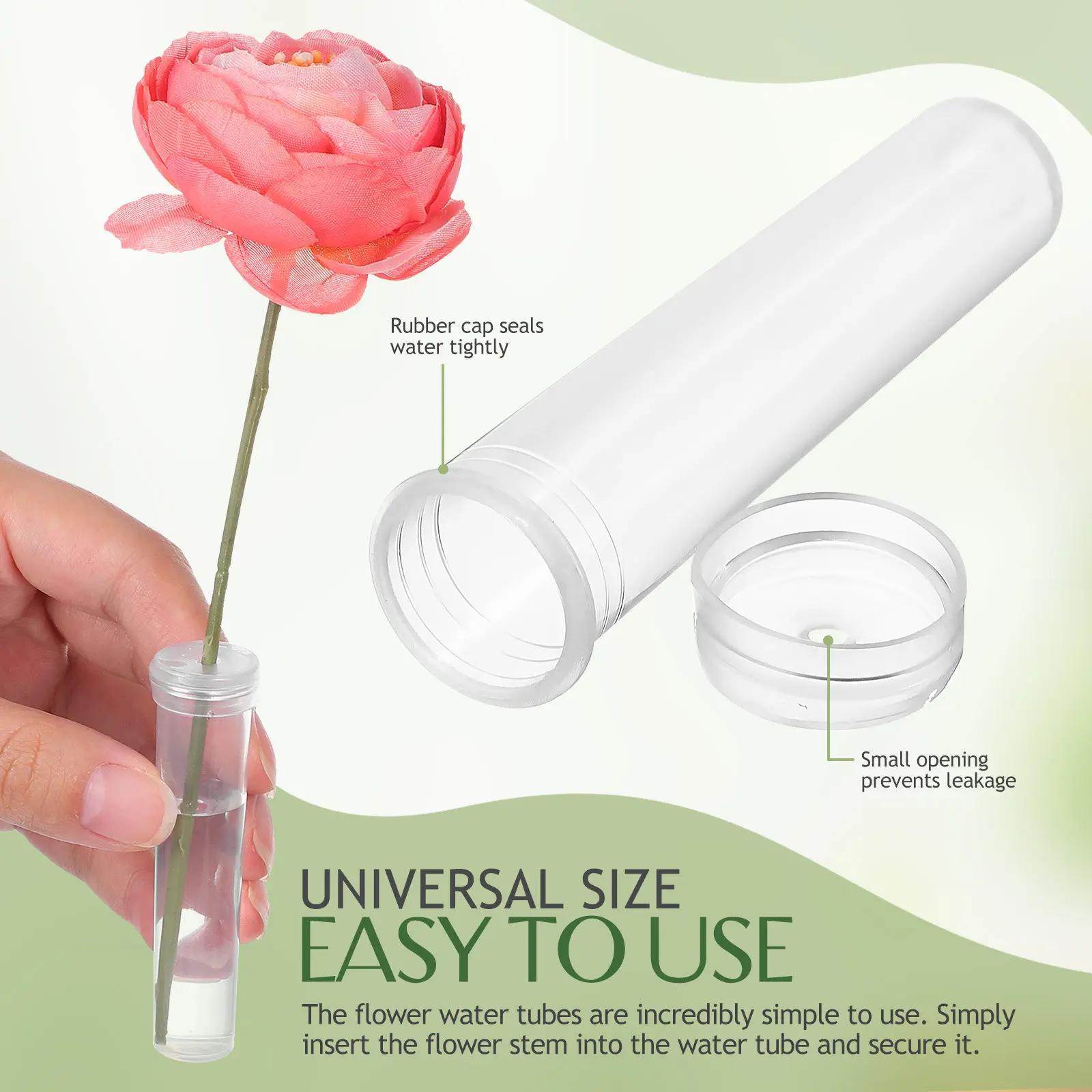 100Pcs Individual Flower Water Tubes Floral Water Vials Universal Fit for All Stems Preserves Freshness Flower Arrangement