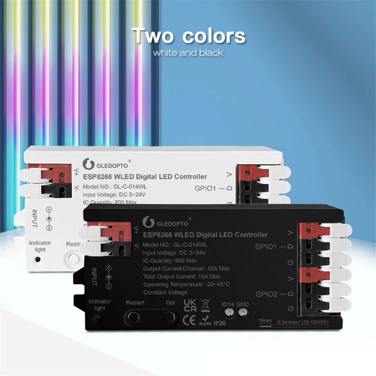 

AA98 WLED Digital Light Strip Controller RGB RGBW 2811 Simple Wiring Colorful Effects 100+ Supports WS2811 Strip Lights A