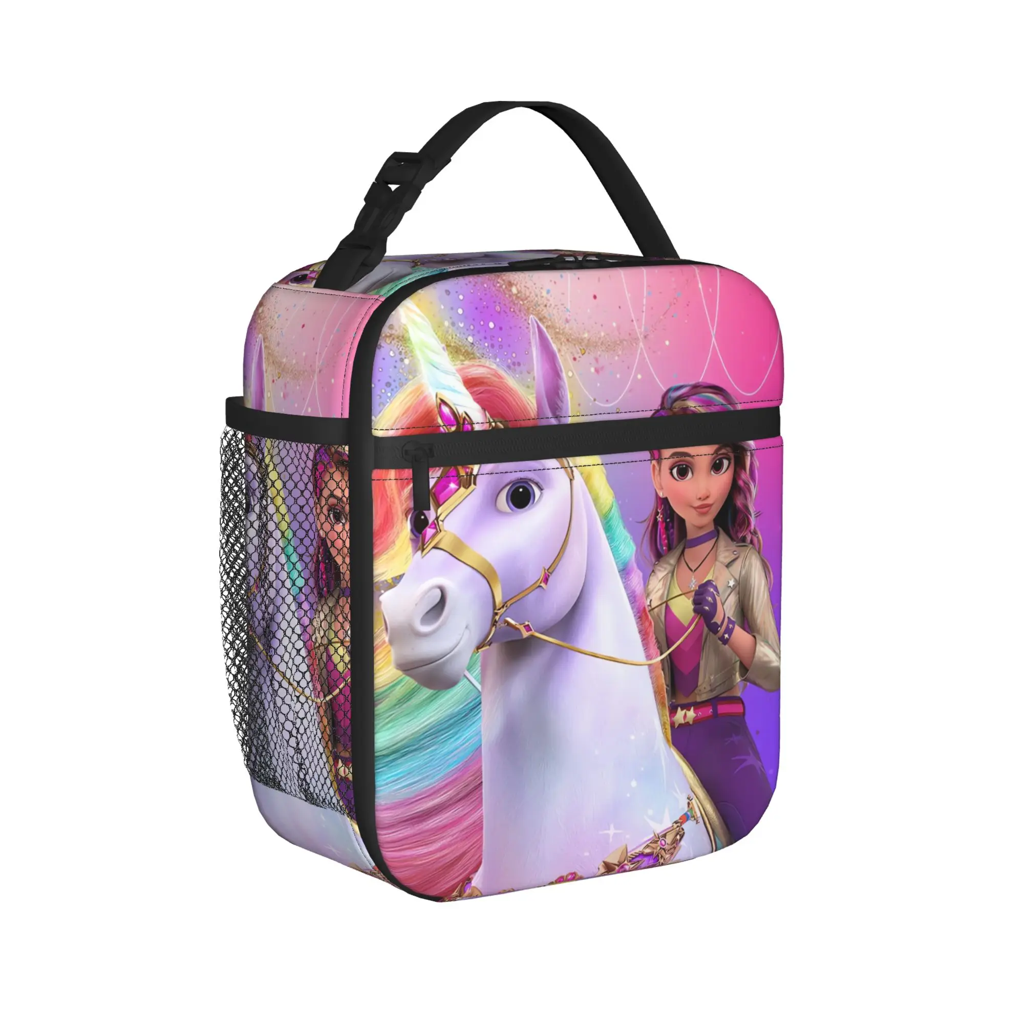 Unicorn Academy Lunch Bag  Portable Lunch Box Girls Travel Print Cooler Bag Aesthetic Oxford Tote Food Bags