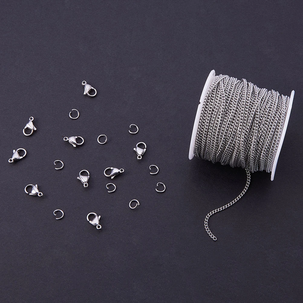 

Stainless Steel Chains 10M Single Chain Lobster Clasps DIY Necklace Kit Jewelry Making Crafts Accessories Durability Flexibility