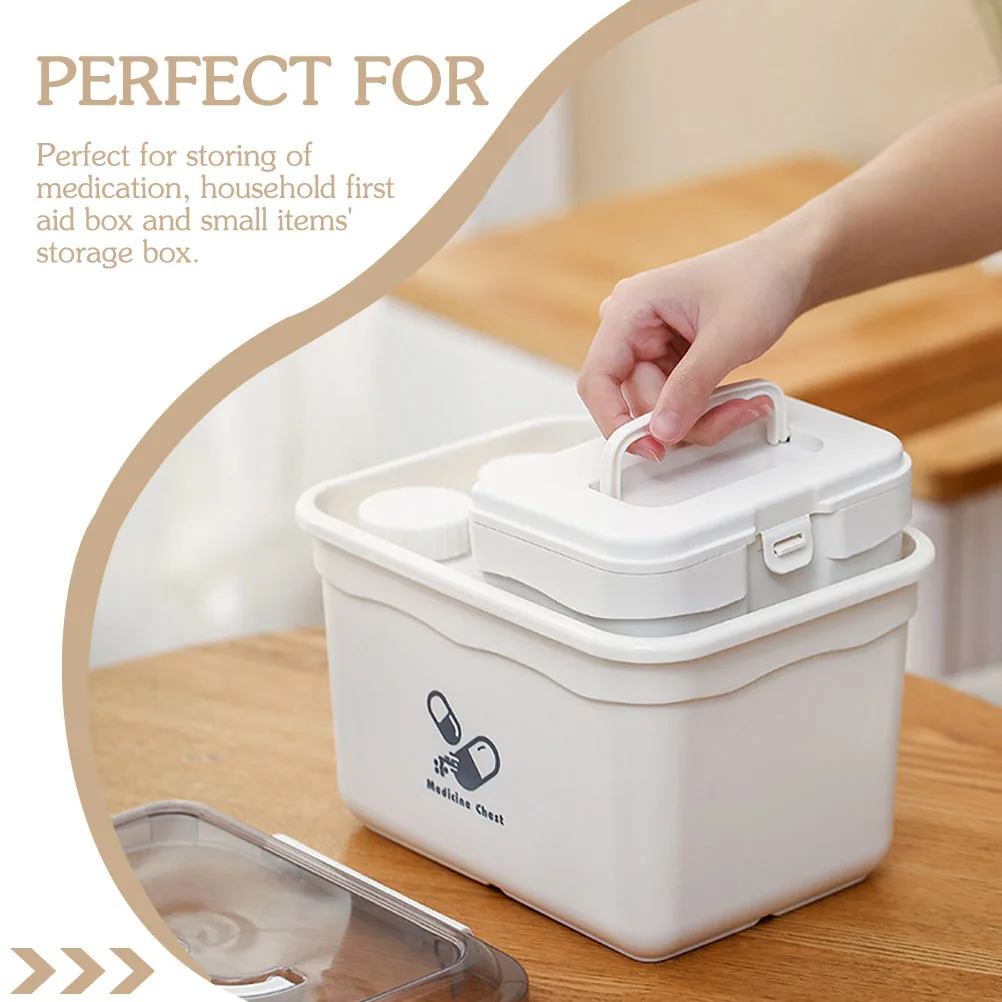 1 مجموعة المحمولة الطب الصدر طبقة مزدوجة سعة كبيرة الطب حالة مقبض مريح المنزلية صندوق الإسعافات الأولية تخزين متعدد الاستخدامات #5