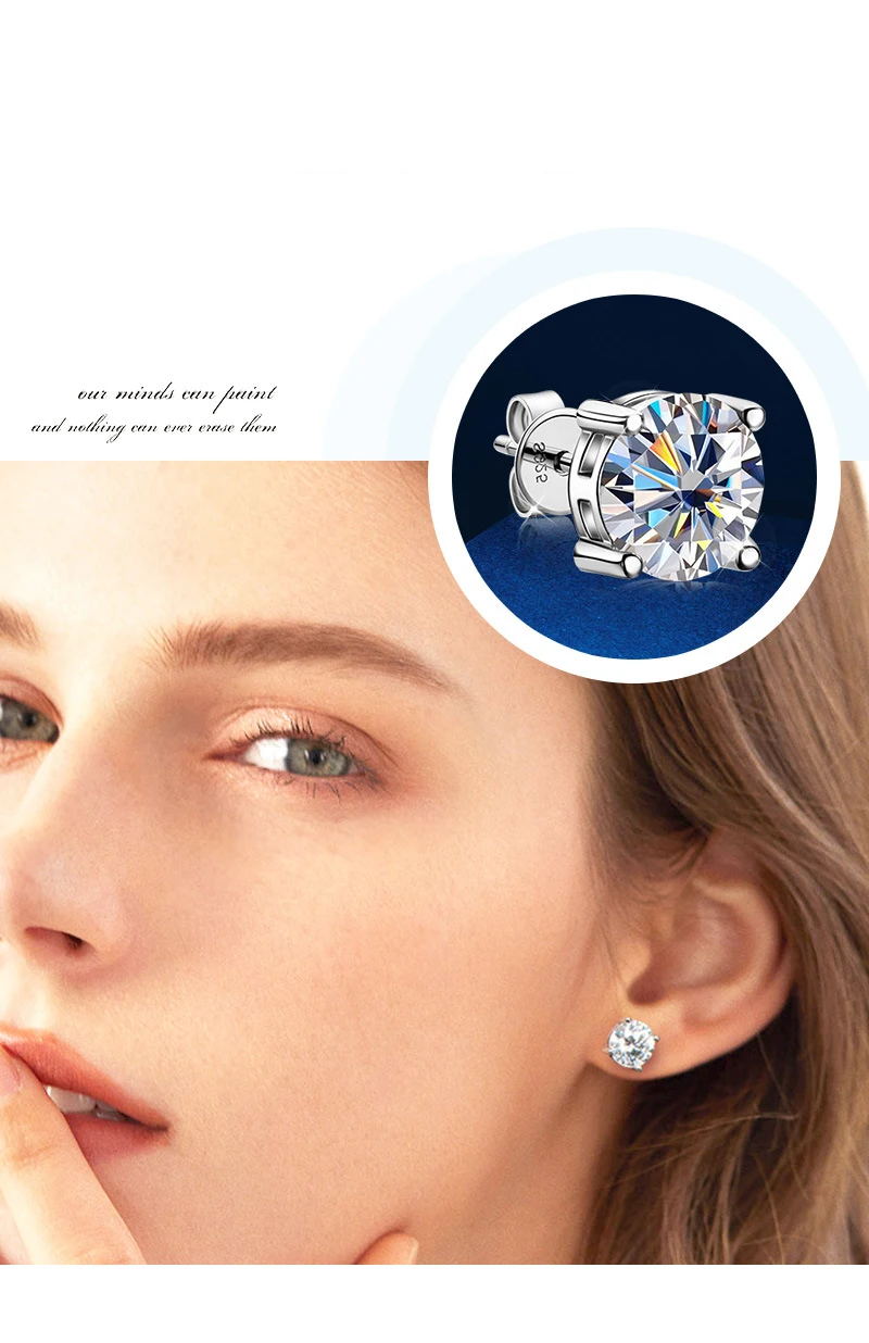 0,1-5CT 4-Krallen Moissanit Ohrstecker für Damen S925 Silber 18k Vergoldet Braut Hochzeit Feiner Schmuck – Detail 3