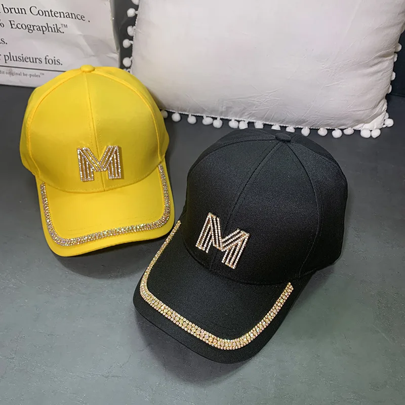 Gorras Gold Sequins Diamond M Letter Visors Hats Hip Hop Caps Women Club Party Baseball Cap Ladies Korean Version Snapback Hat