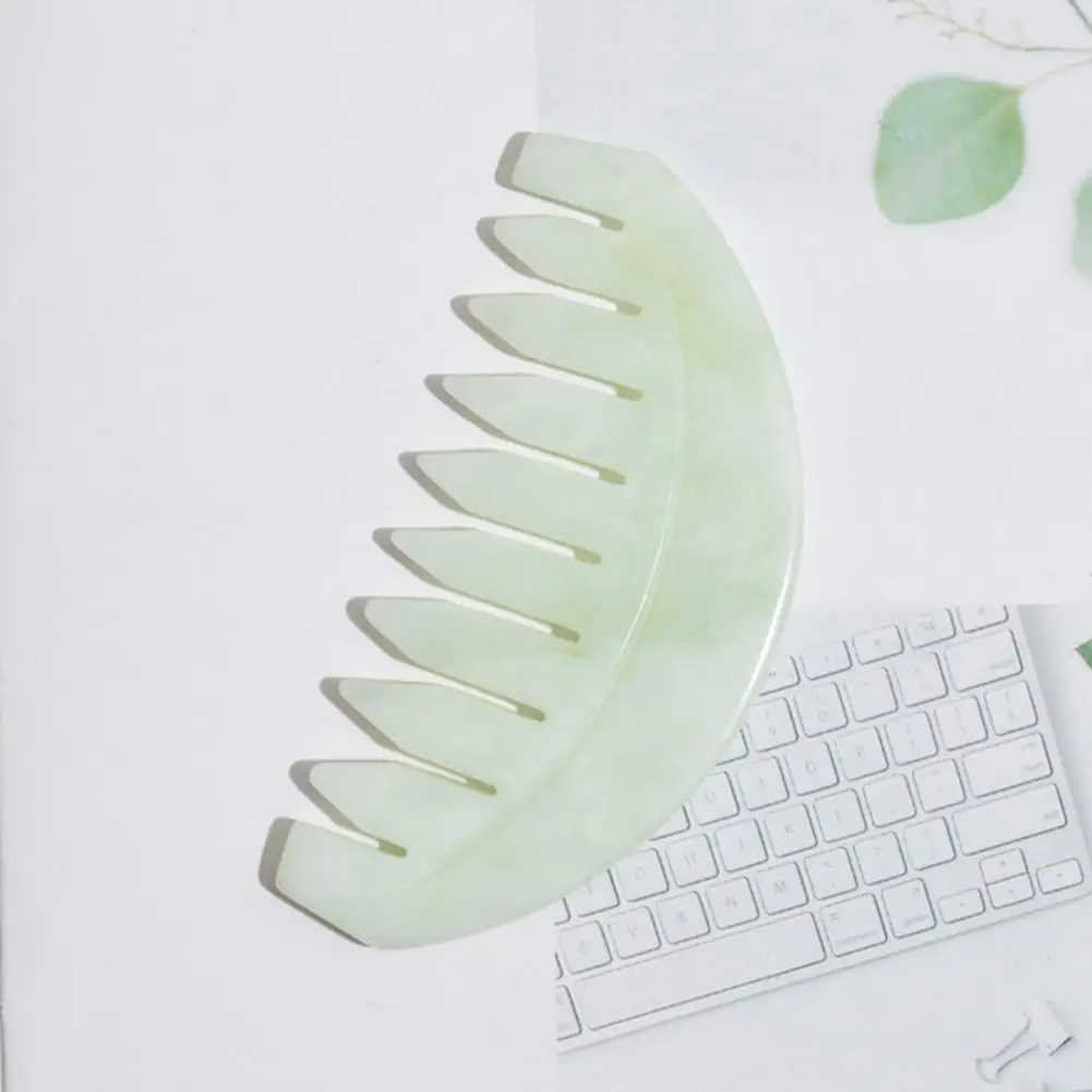 

Natural Gua Sha Stone Board Retro Jade Face Scraping Massage Combs Anti-static Meridian Circulation Comb for Men Women Home Use