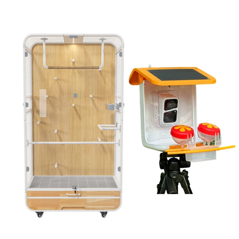 

Smart Automatic Bird Feeder and High-End Wooden Birdhouse Combo for Birds