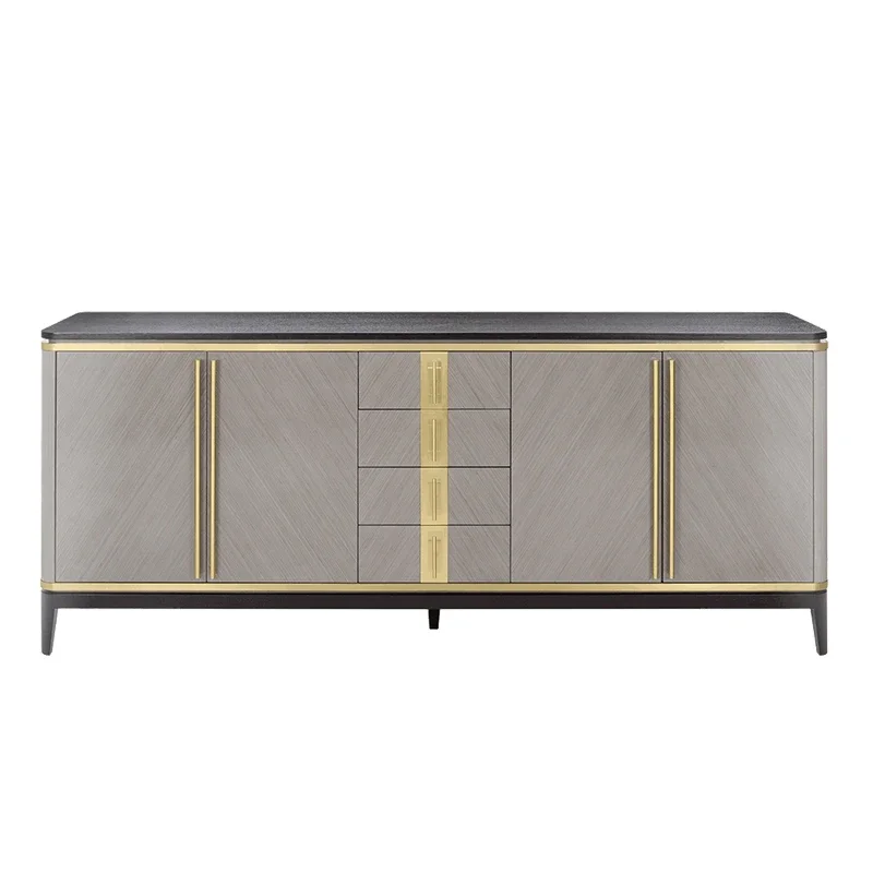 Postmodern neoclassical lacquer rhomboid carving Fendi large floor restaurant side cabinet