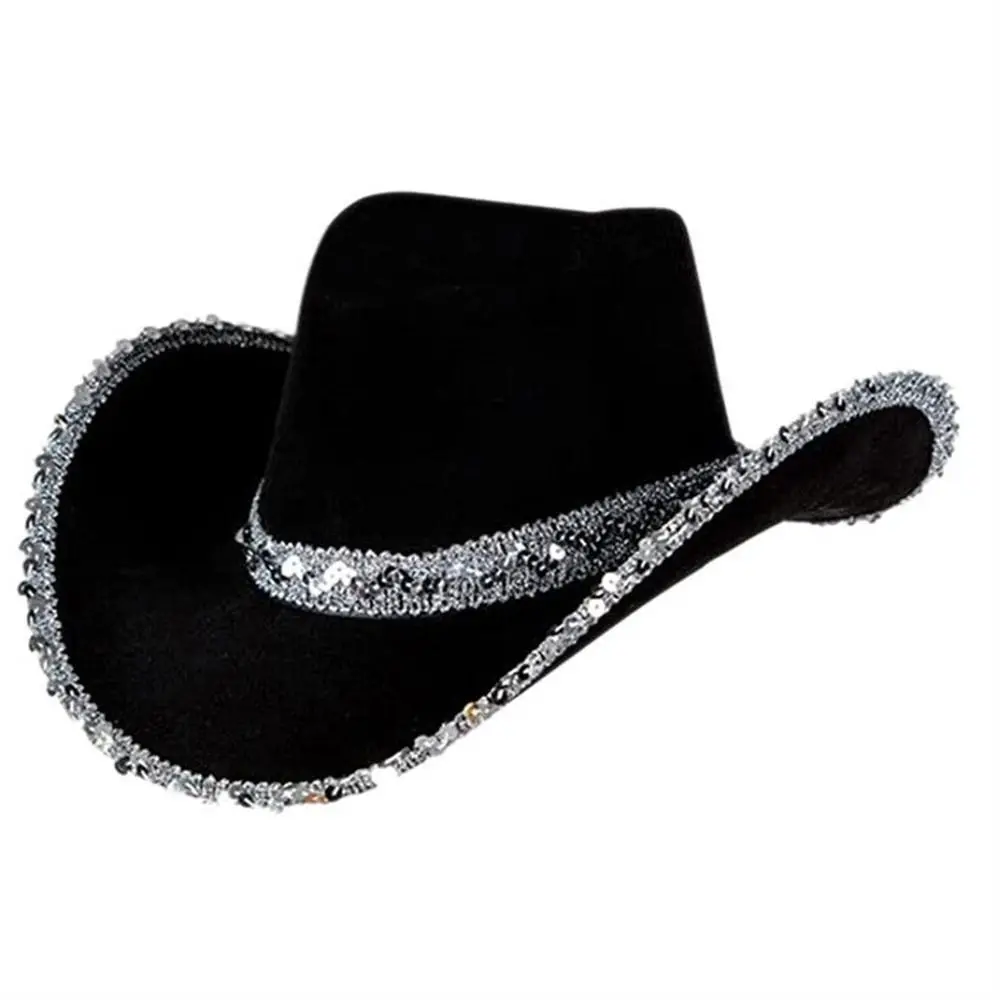 Funny Sequin Cowboy Accessory Performance Cosplay Cowboy Hat Bachelorette Party Hat Sequin Cowgirl Hats Cowgirl Hat