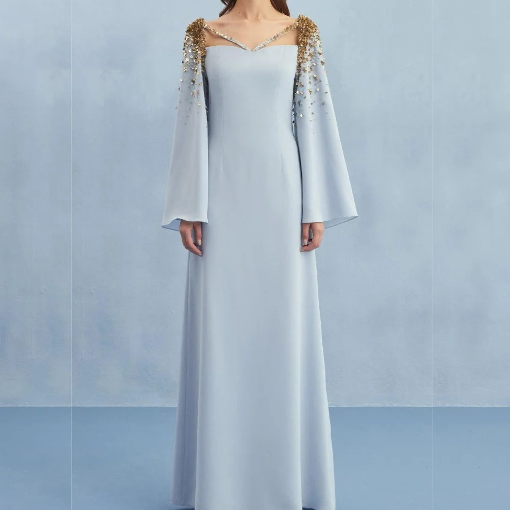 Customized Jersey Sequined  A-line Long Dresses Bespoke Occasion Luxury Evening Gown Gorgeous Glitter High Quality
